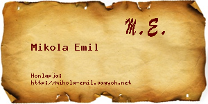 Mikola Emil névjegykártya